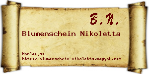 Blumenschein Nikoletta névjegykártya